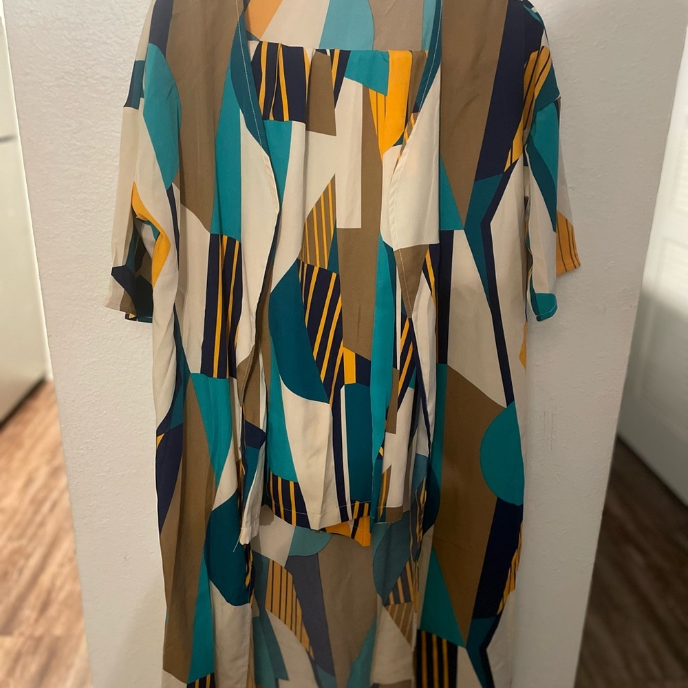 Colorful Geometric Print Pantsuit